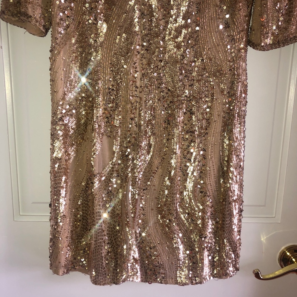 Adrianna Papell Gold Sequins Mini Dress ( 4 ) - Picture 7 of 8